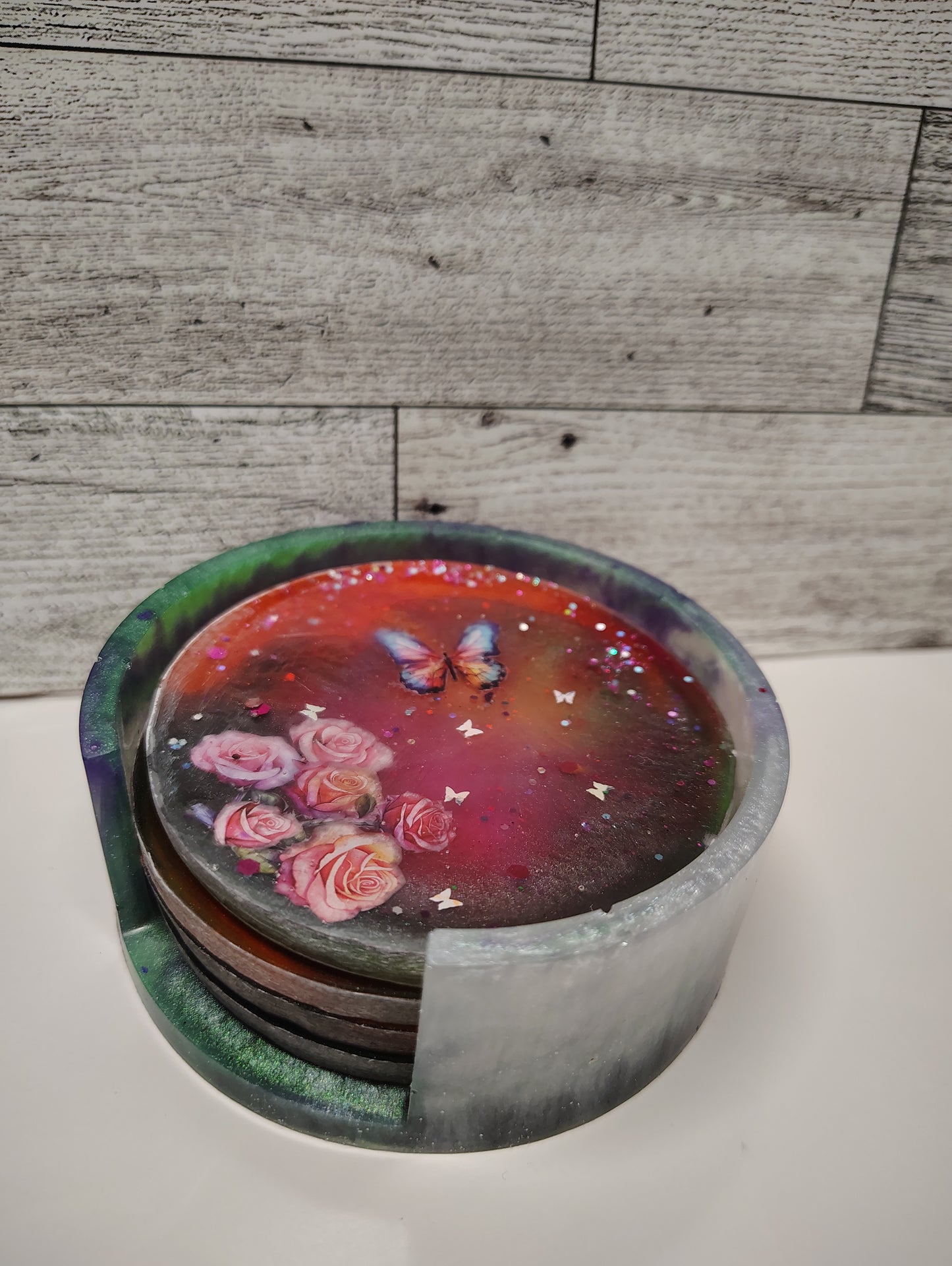 Custom coasters (set of 4 with holder)