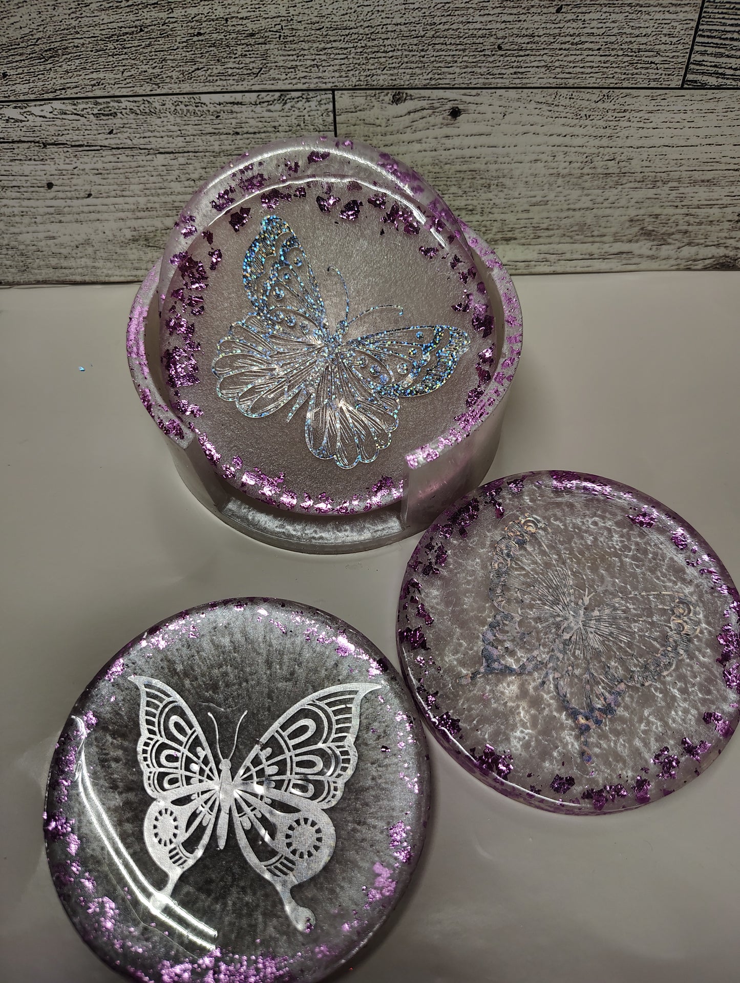 Custom coasters (set of 4 with holder)