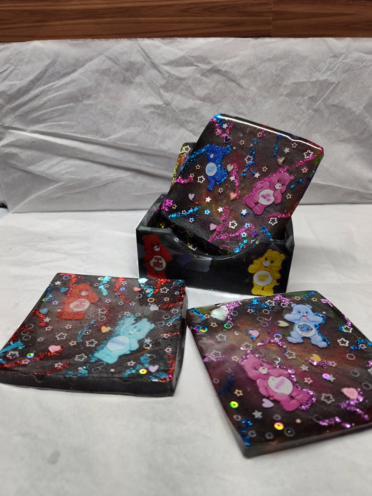 Custom coasters (set of 4 with holder)